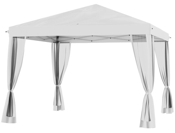 Outsunny Gazebo pop-up Pergola Pieghevole Stile Coloniale 3 x 3 m 4 zanzariere + Sacca Trasporto crema