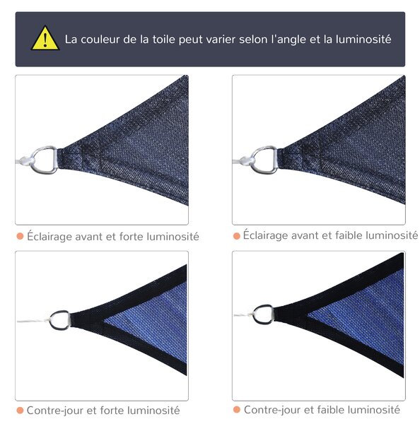 Outsunny Velo parasole rettangolare 6 x 4 m polietilene ad alta densità Protezione UV Con sacca per il trasporto - Colore blu