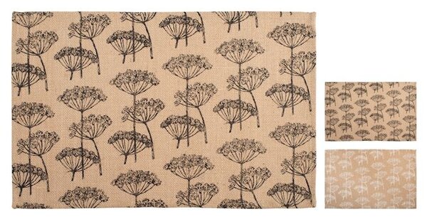 Set 12 tovagliette soffioni in juta decori assortiti cm 30x45