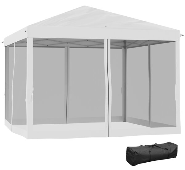 Outsunny Gazebo pop-up Pergola Pieghevole Stile Coloniale 3 x 3 m 4 zanzariere + Sacca Trasporto crema