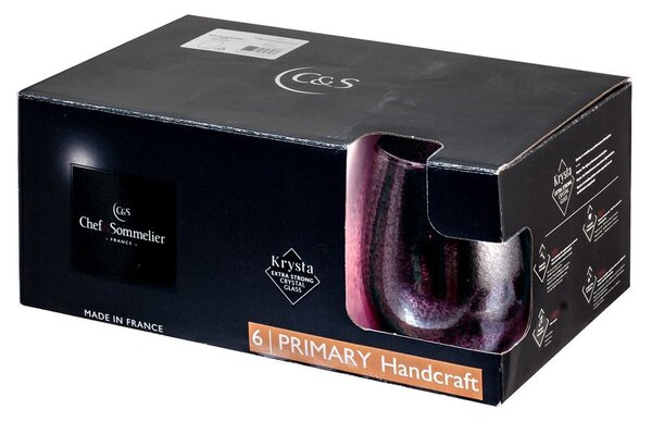 Set 6 bicchieri Primary Handcraft in vetro rosso cl 36