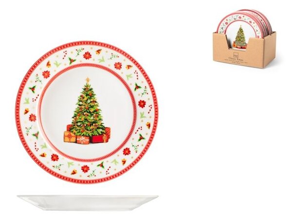 Set 12 piatti frutta Classy Xmas in porcellana decorata cm 20