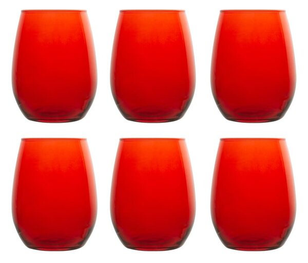Set 6 bicchieri Amber in vetro rosso cl 35