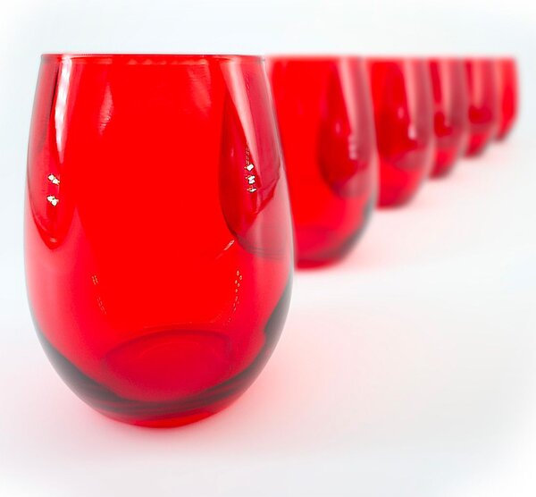Set 6 bicchieri Amber in vetro rosso cl 35