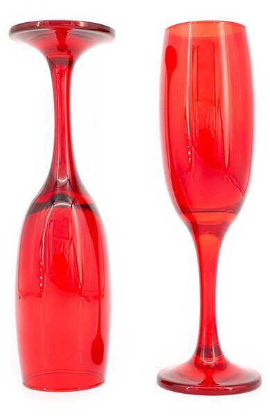 Set 6 calici flute Imperial in vetro rosso cl 21