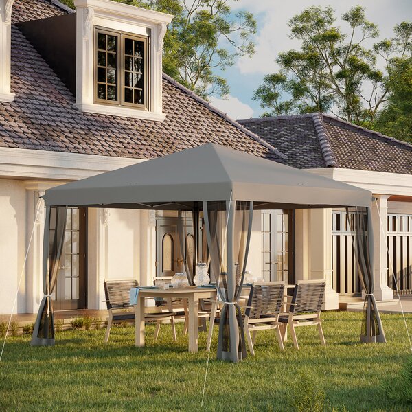 Outsunny Pergola pop-up Barnum Pieghevole Stile Coloniale 3 x 3 m 4 zanzariere + Borsa da Trasporto grigio