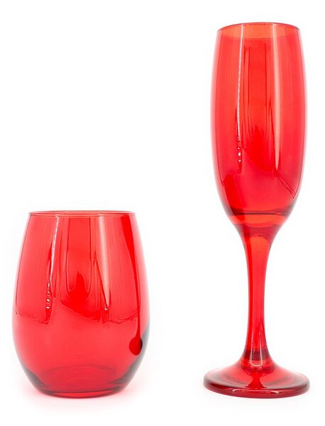 Set 6 bicchieri Amber in vetro rosso cl 35