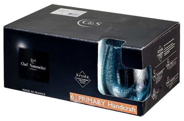Set 6 bicchieri Primary Handcraft in vetro blu cl 36