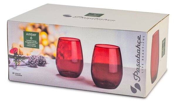 Set 6 bicchieri Amber in vetro rosso cl 35