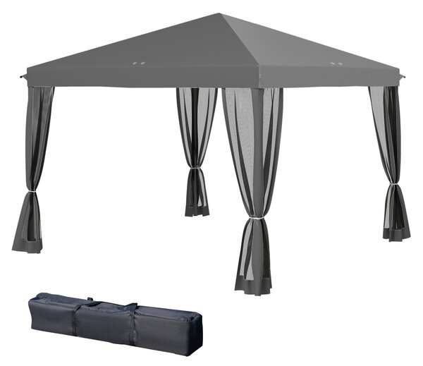 Outsunny Pergola pop-up Barnum Pieghevole Stile Coloniale 3 x 3 m 4 zanzariere + Borsa da Trasporto grigio