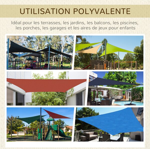 Outsunny Tenda da sole tenda ombreggiante rettangolare 6L x 4l m HDPE beige