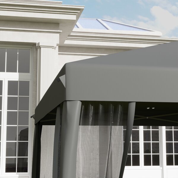 Outsunny Pergola pop-up Barnum Pieghevole Stile Coloniale 3 x 3 m 4 zanzariere + Borsa da Trasporto grigio