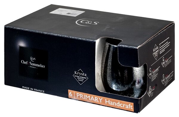 Set 6 bicchieri Primary Handcraft in vetro grigio cl 36