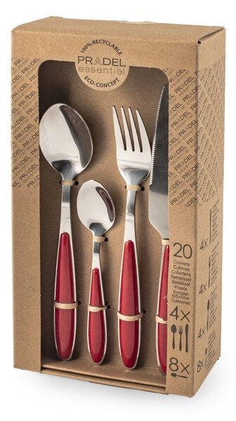 Servizio 20 posate Colorfull in acciaio inox manico rosso