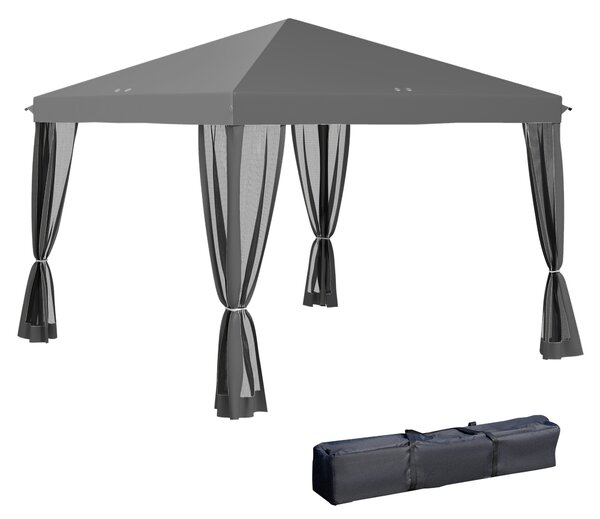 Outsunny Pergola pop-up Barnum Pieghevole Stile Coloniale 3 x 3 m 4 zanzariere + Borsa da Trasporto grigio