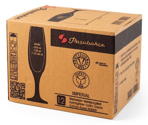 Set 12 calici flute Imperial in vetro trasparente cl 21