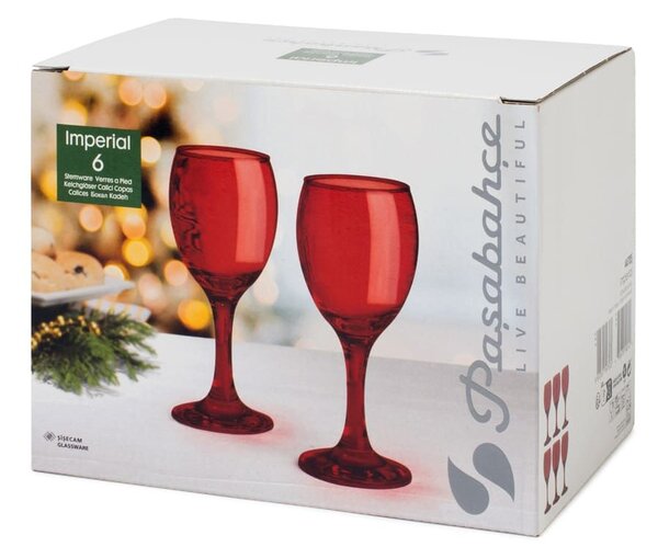 Set 6 calici Imperial in vetro rosso cl 19,5