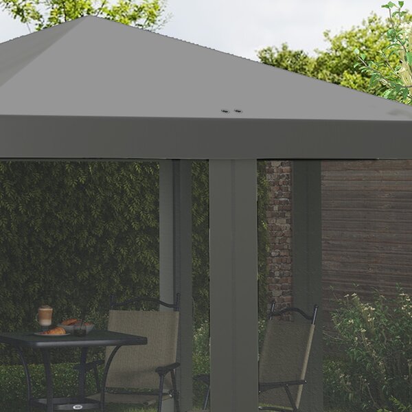Outsunny Pergola pop-up Barnum Pieghevole Stile Coloniale 3 x 3 m 4 zanzariere + Borsa da Trasporto grigio