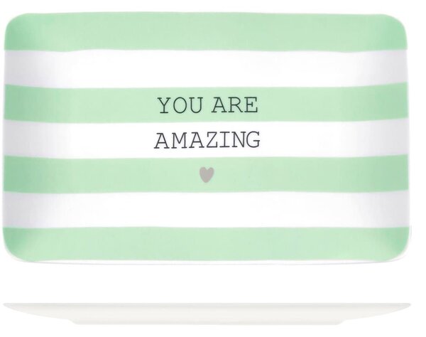 Set 6 vassoi rettangolari You&Me in new bone china assortiti 26x16 cm