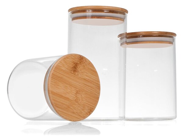 Barattolo in vetro borosilicato con tappo ermetico in bambù cc 600