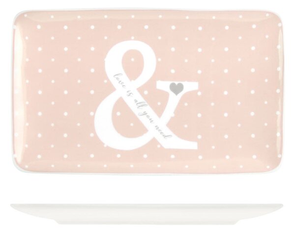 Set 6 vassoi rettangolari You&Me in new bone china assortiti 21x13cm