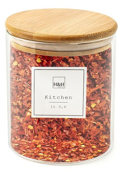 Barattolo in vetro borosilicato con tappo ermetico in bambù cc 600