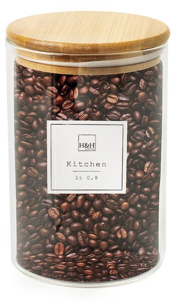 Barattolo in vetro borosilicato con tappo ermetico in bambù cc 800