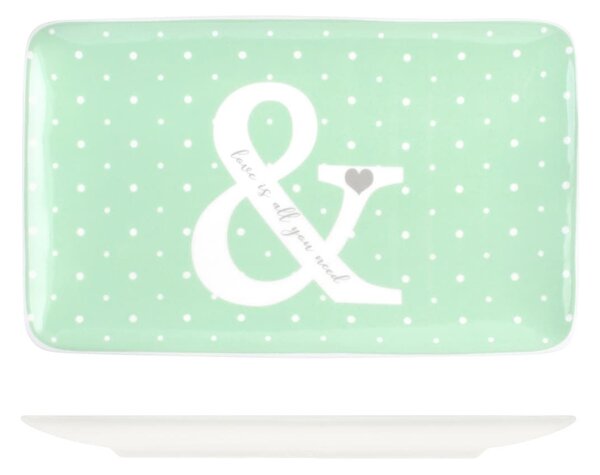 Set 6 vassoi rettangolari You&Me in new bone china assortiti 21x13cm