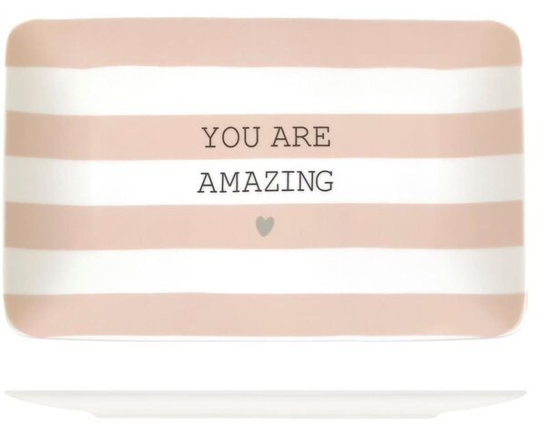 Set 6 vassoi rettangolari You&Me in new bone china assortiti 26x16 cm