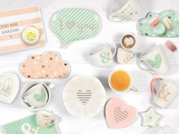 Set 6 piatti nuvola You&Me in new bone china assortiti cm 19,5x11