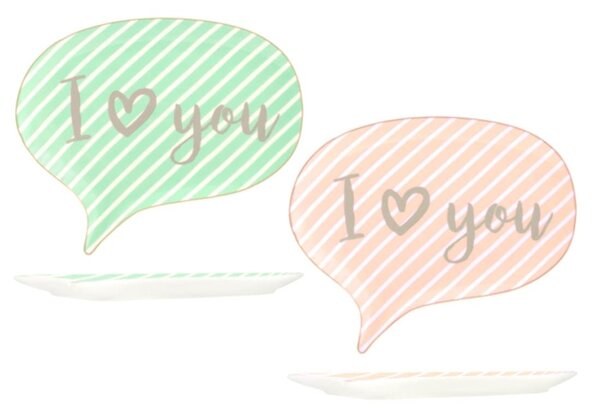 Set 6 piatti fumetto You&Me in new bone china assortiti 20x16,5 cm