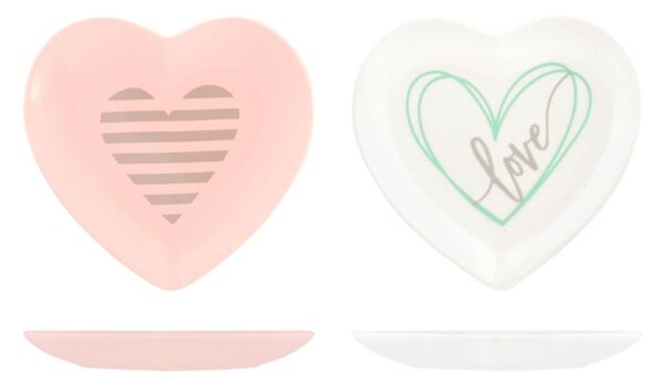 Set 6 piattini cuore You&Me in new bone china assortiti 12,5 cm