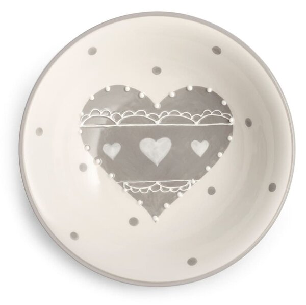 Piatto fondo Cuore Grigio in ceramica cm 15