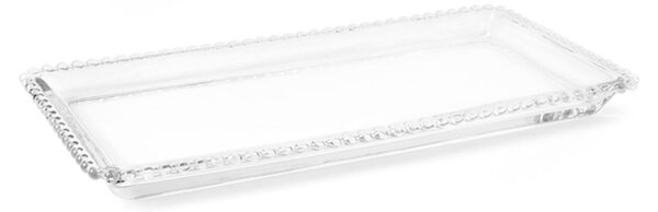 Set 6 vassoi Collier in vetro trasparente con ala perlinata cm 18x36