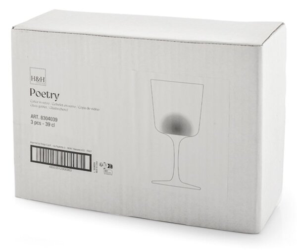 Set 3 calici Poetry assortiti in vetro trasparente sfumato cl 39