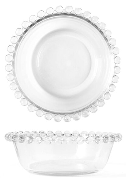 Set 6 coppette Collier in vetro trasparente con ala perlinata cm 14
