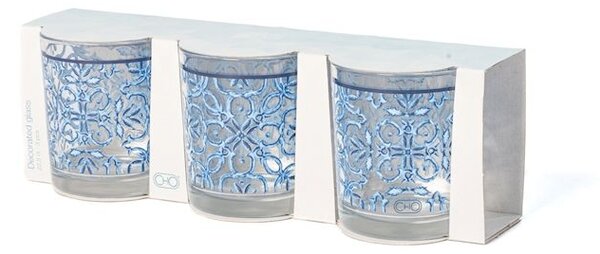 Set 3 bicchieri Paxos in vetro decorato cc 225