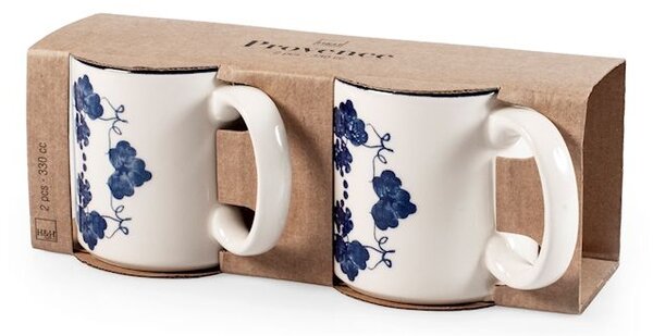 Set 2 mug Provence in stoneware decorato cc 330