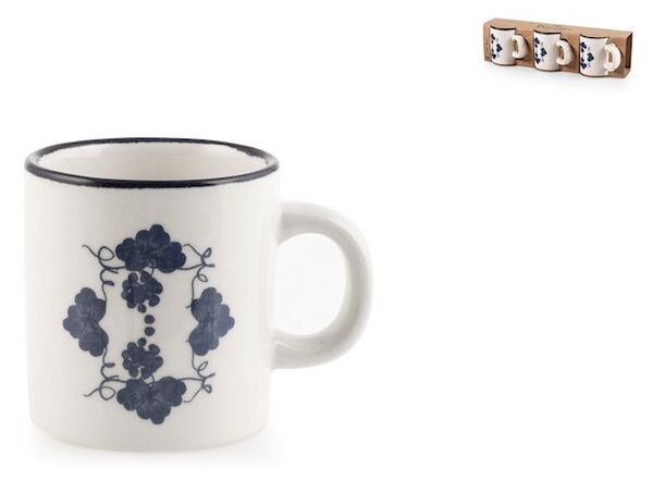 Set 3 tazze caffè senza piattino Provence in stoneware decorato cc 100