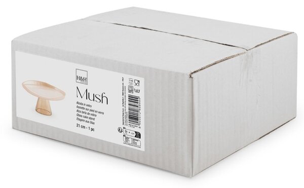 Alzata Mush in vetro rosa con piede cm 21