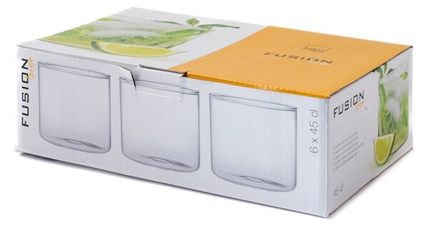 Confezione 6 bicchieri multiuso Fusion in vetro borosilicato trasparente cl 45