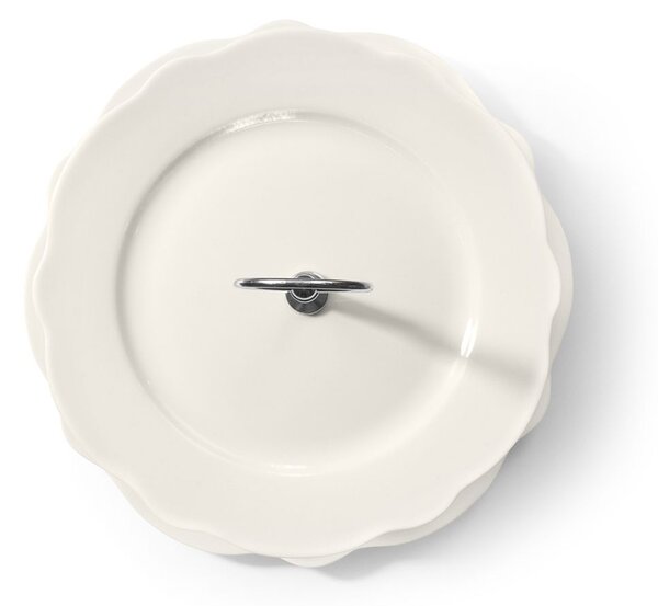 Alzata 2 piani festonati in new bone china manico cromato colore avorio cm 21 - 19