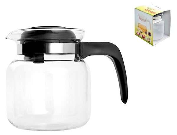 Teiera Matura in vetro borosilicato con tappo e manico nero lt 1