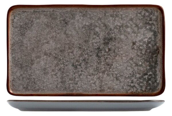 Piatto rettangolare Velvet in stoneware marrone grigio cm 24x14
