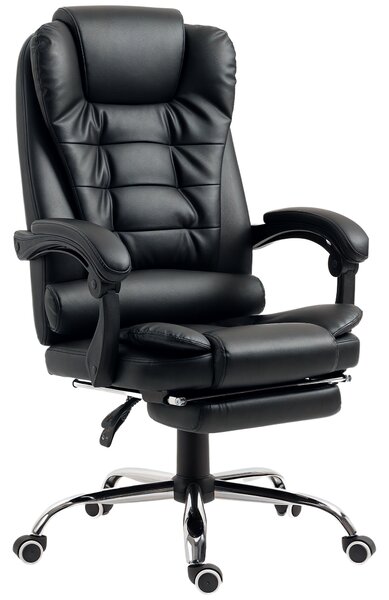 HOMCOM Sedia da Ufficio ad Altezza Regolabile con Schienale Reclinabile e Poggiapiedi, 64.5x69x117-127 cm, Nero|Aosom
