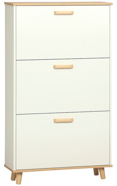 HOMCOM Mobile Scarpiera Salvaspazio in Truciolato con 3 Cassetti e 2 Ripiani Interni Regolabili, 70x23.5x122 cm, Bianco