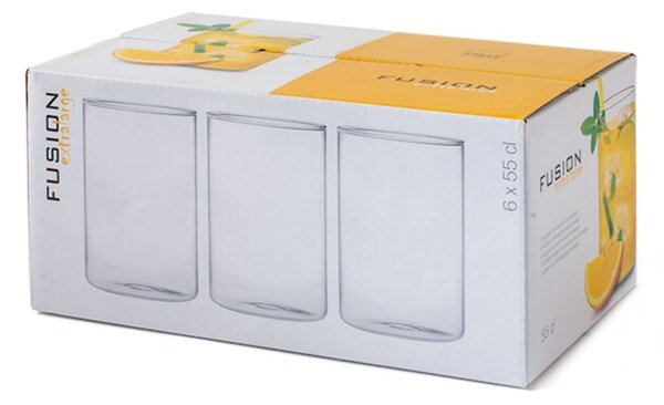 Confezione 6 bicchieri bibita Fusion in vetro borosilicato trasparente cl 55