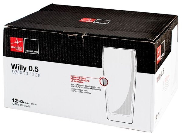 Set 12 bicchieri birra Willy in vetro trasparente cl 65,5