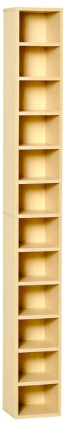 HOMCOM Mobile Libreria Porta CD a 12 Ripiani per 204 CD, in MDF e Truciolato, 21x20x175 cm, color Legno