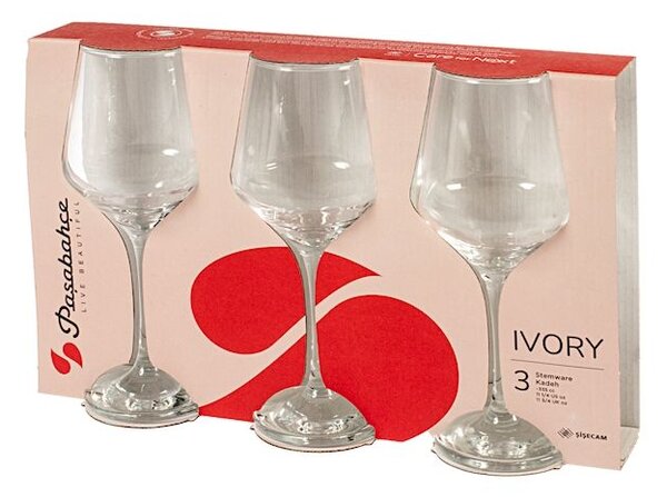 Set 3 calici vino bianco Ivory in vetro trasparente cl 33,5